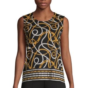 Rafaella petite pearl & chain- print cotton top